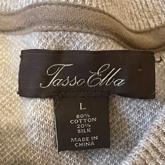 Tasso Elba Mens Knit Pullover Crewneck Sweater in Taupe Heather - Picture 3 of 7